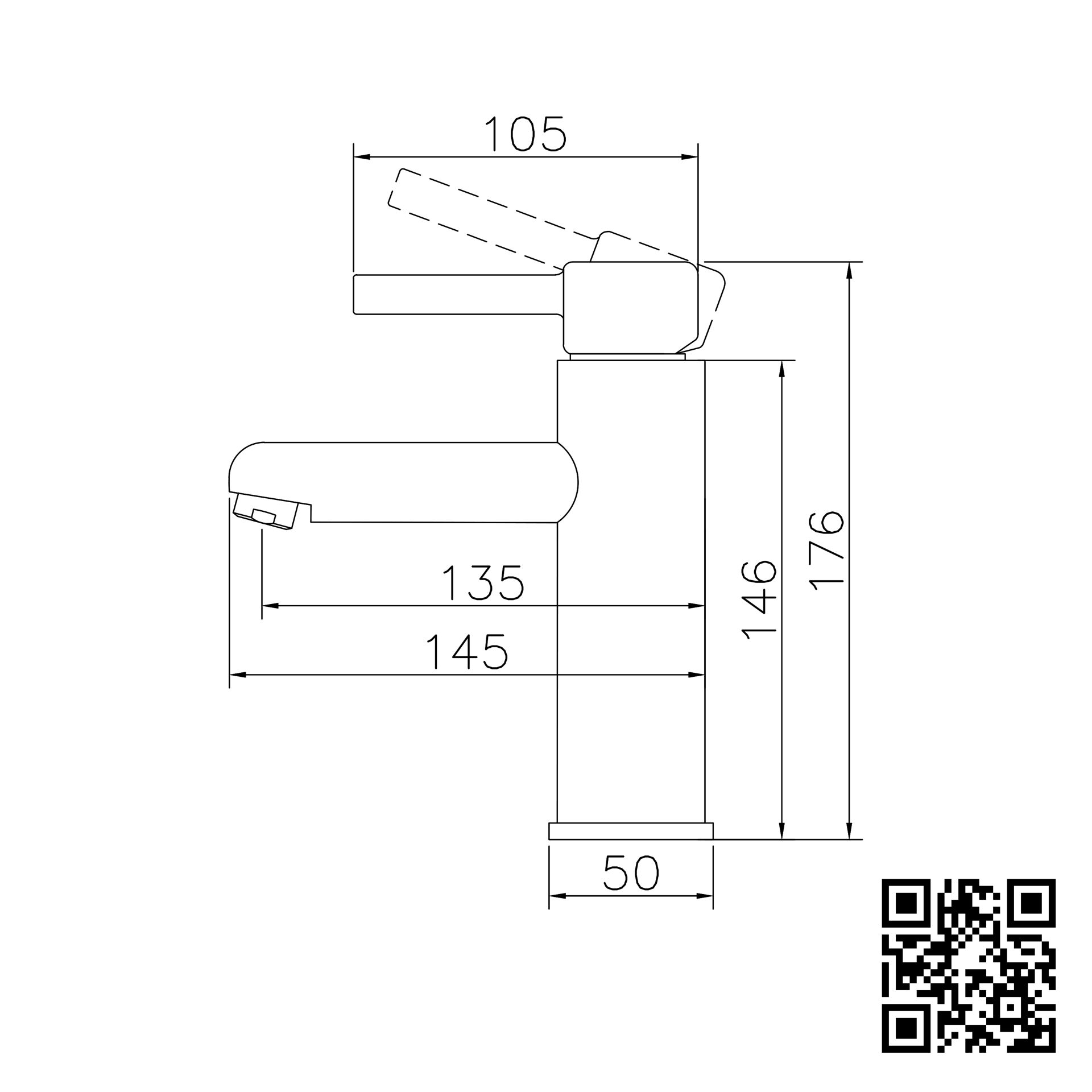 Vòi Lavabo inox mờ Nóng Lạnh Roshan Basic R404