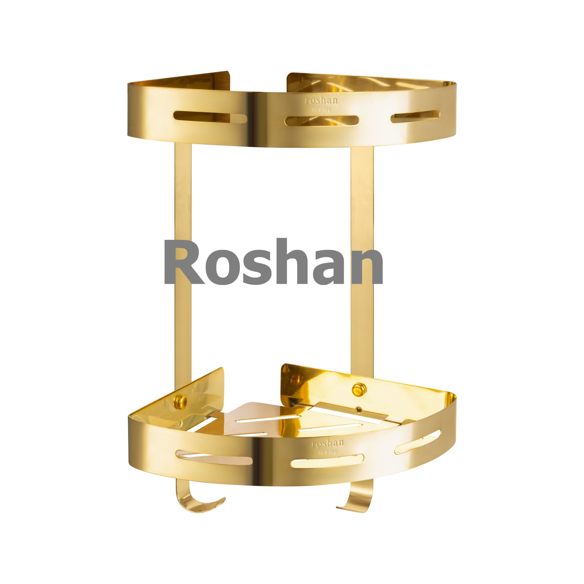 Kệ góc tấm 2 tầng 1.0mm vàng Roshan Premium RKTT02G